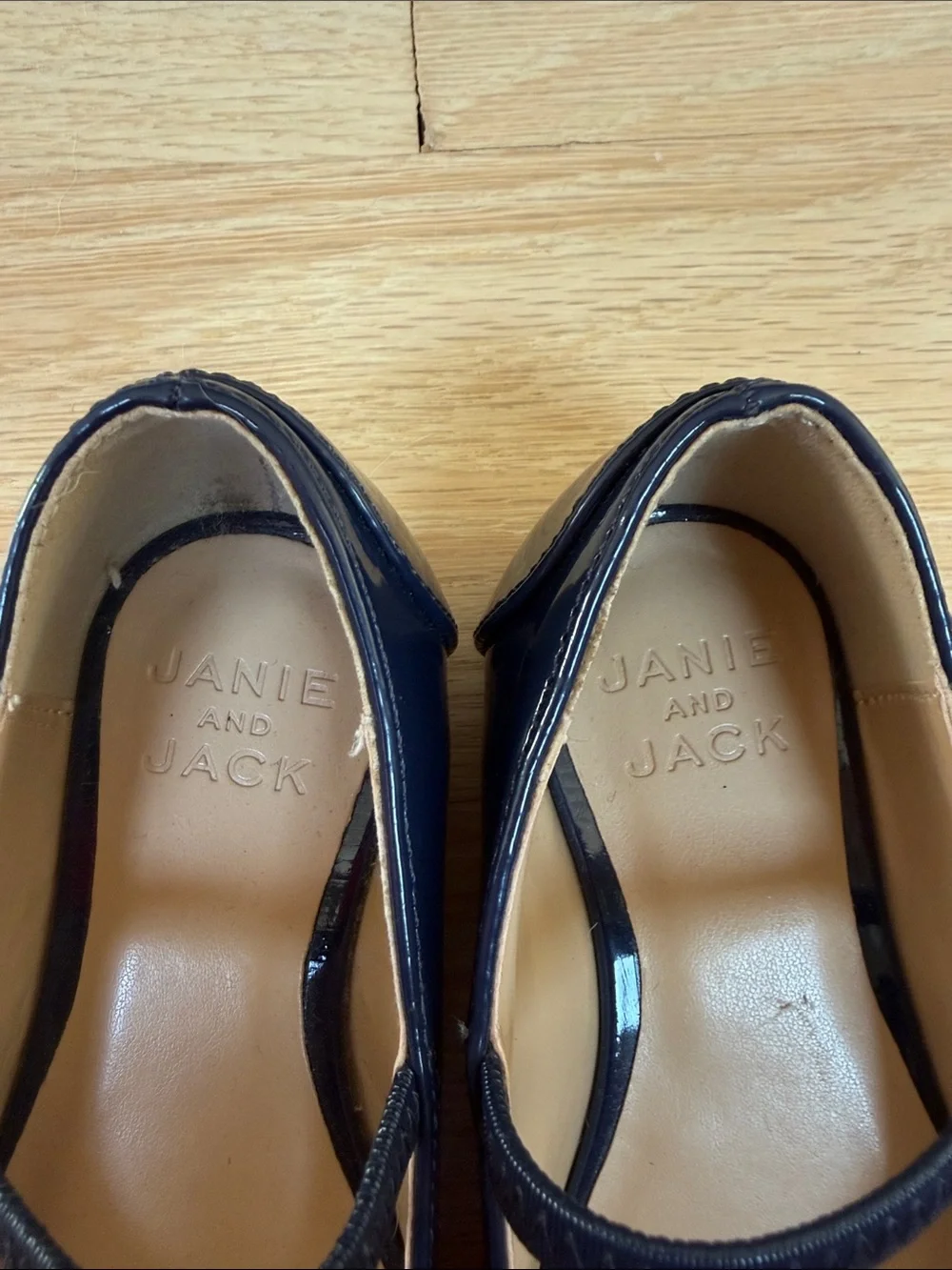 Janie and Jack Navy Patent Mary Jane Flats with Gold Accent